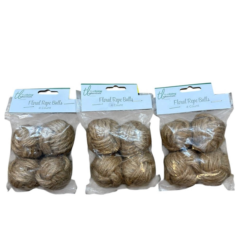 Lot of 3 Brand New‎ Packages of Jute Floral Rope Balls 12 Total